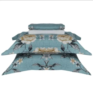 Jogo De Cama Casal Estampado Percal 400 Fios Toque de Pluma 4 Peças